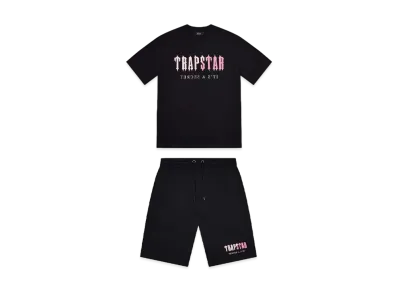 TRAPSTAR Decoded Chenille Short Set "Black/Pink"