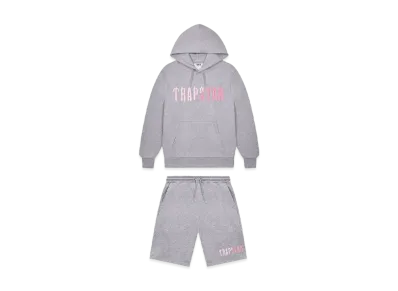 TRAPSTAR Decoded Chenille Hooded Shorts Set "Grey/Pink"