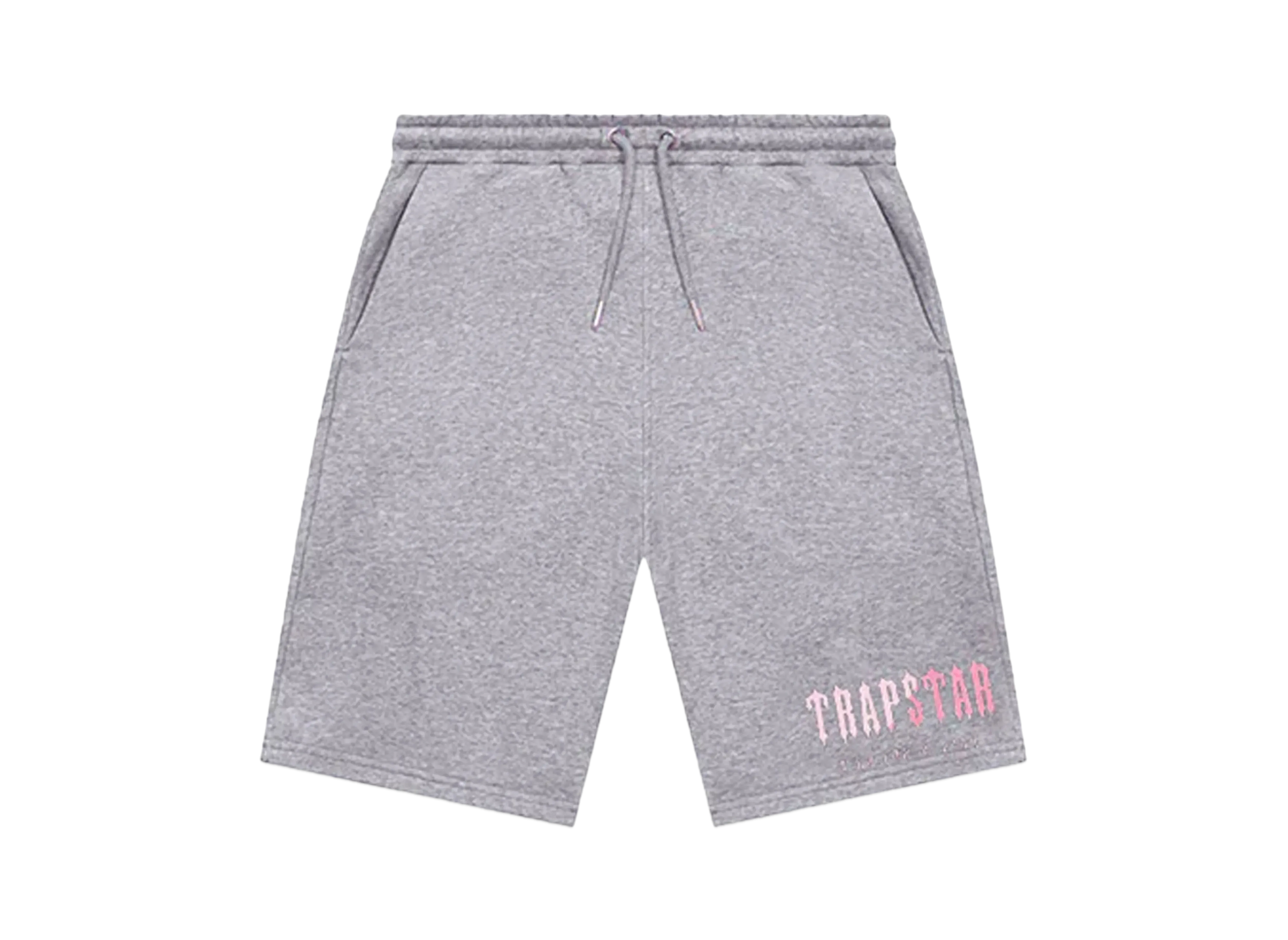 TRAPSTAR Decoded Chenille Hooded Shorts Set "Grey/Pink"