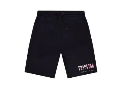 TRAPSTAR Decoded Chenille Hooded Shorts Set "Black/Pink"