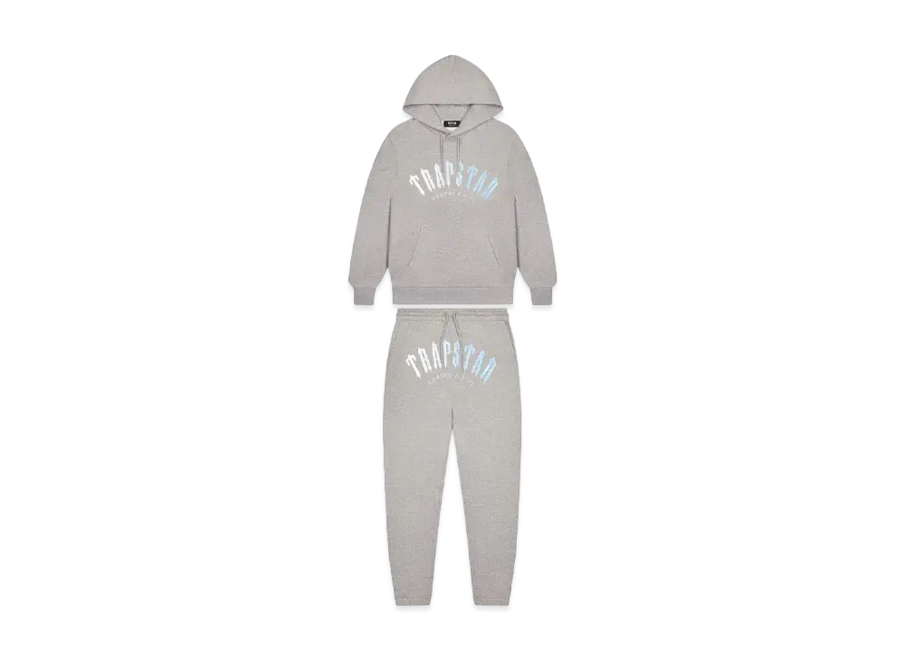 TRAPSTAR Irongate Arch Hooded Gel Tracksuit "Grey/Blue"