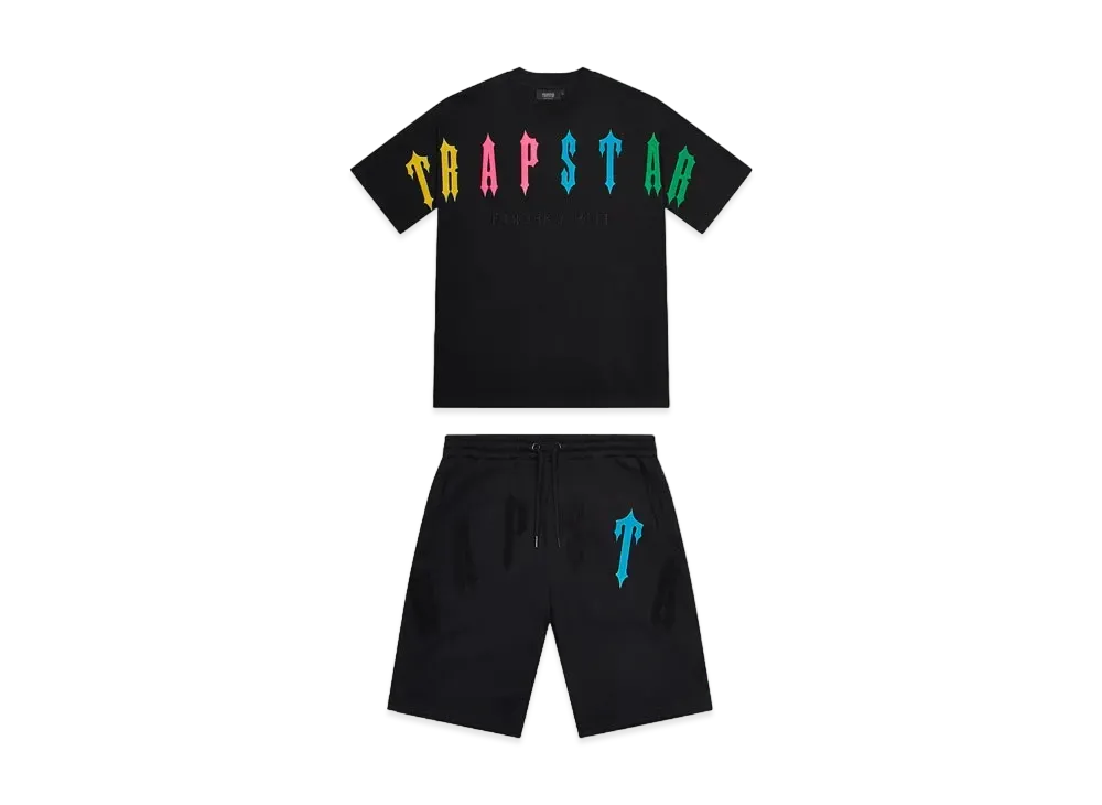 TRAPSTAR Pre Order Irongate Arch 2.0 Short Set "Black/Candy"