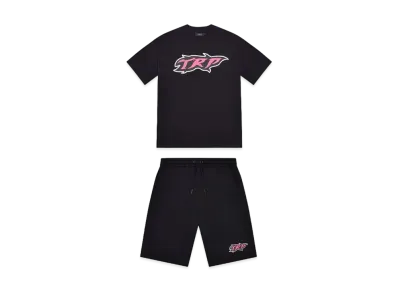 TRAPSTAR TRP Flame Short Set "Black/Pink"