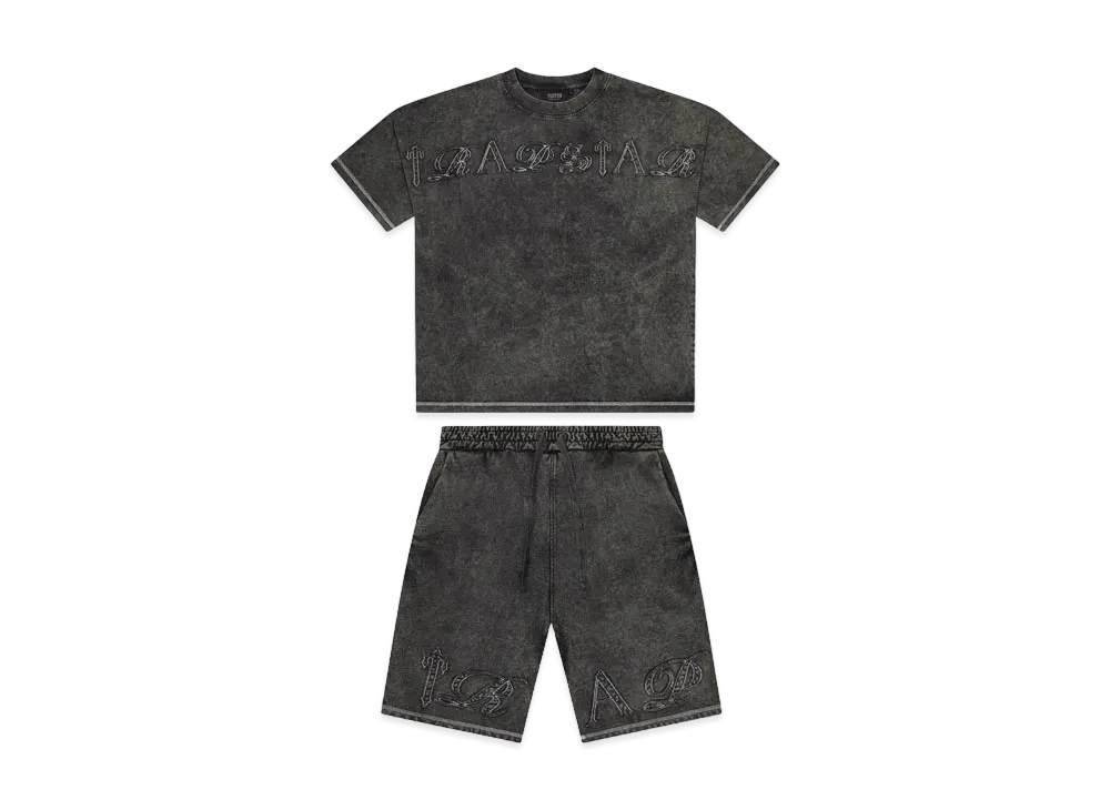 TRAPSTAR Patchwork Script T-Shirt Shorts Set "Grey"