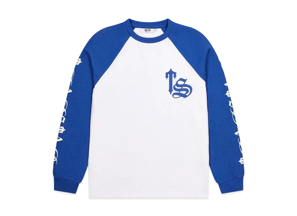 TRAPSTAR Script Waffle LS Top "White/Blue"