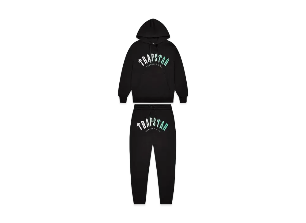 TRAPSTAR Decoded Hooded Gel Tracksuit "Black/Teal"