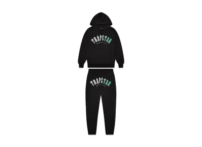 TRAPSTAR Decoded Hooded Gel Tracksuit "Black/Teal"