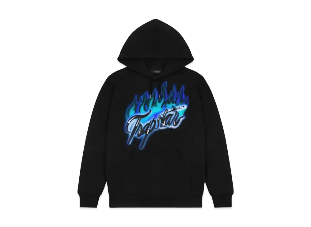 TRAPSTAR Flame Print Hoodie "Black/Purple"