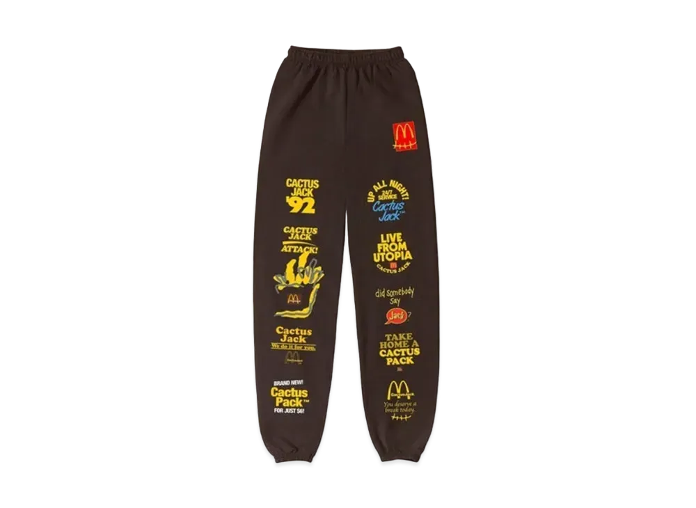 トラヴィススコット カクタスジャック x マクドナルド ステッカー ボム スウェットパンツ "ブラウン"