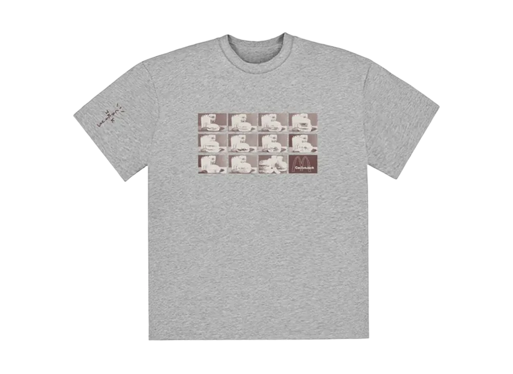 Travis Scott Cactus Jack x McDonald's Menu Mono Logo T-Shirt Grey