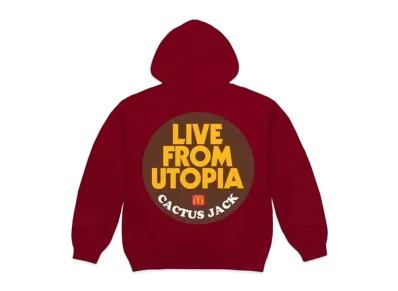 Travis Scott Cactus Jack x McDonald's Live From Utopia Sticker Hoodie "Burgundy"