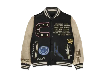 Travis Scott Cactus Jack For Fragment Manifest Letterman Jacket "Black"