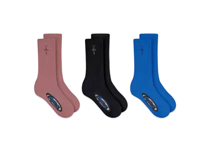 Travis Scott Cactus Jack Basic 3 Pack Socks "Pink Black Blue"