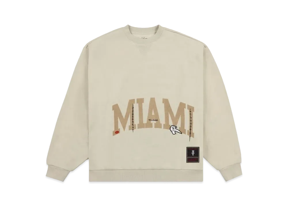 Travis Scott x M&N x University Of Miami Crewneck "Ivory"