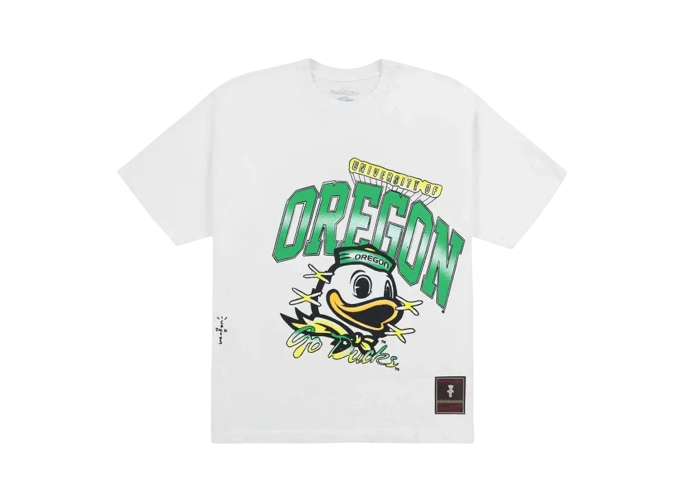 Travis Scott x M&N x University Of Oregon Handdrawn Tee "White"