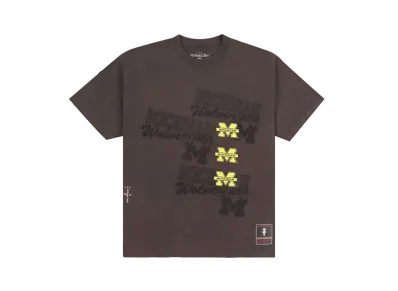 Travis Scott x M&N x University Of Michigan Seal Tee "Brown"