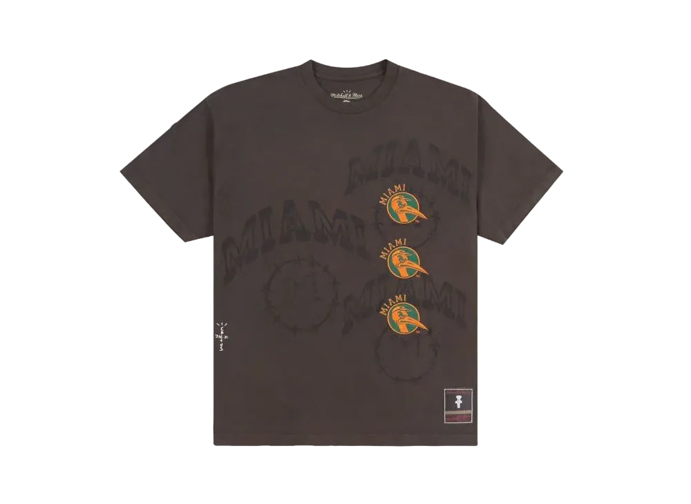 Travis Scott x M&N x University Of Miami Seal Tee "Brown"