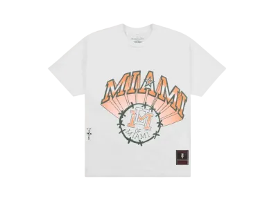 Travis Scott x M&N x University Of Miami Handdrawn Tee "White"