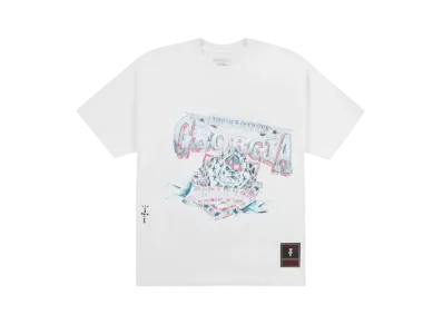Travis Scott x M&N x University Of Georgia Handdrawn Tee "White"