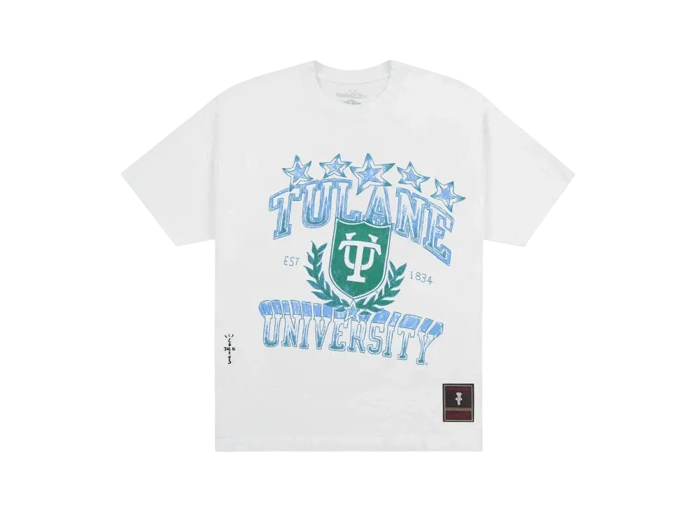 Travis Scott x M&N x Tulane University Handdrawn Tee "White"