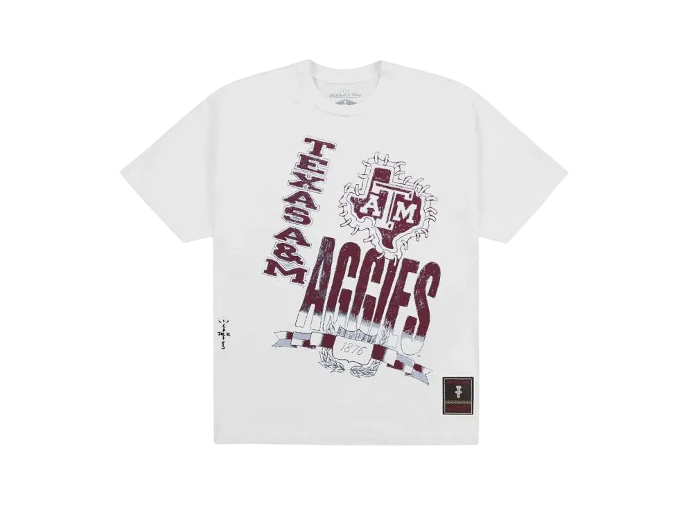 Travis Scott x M&N x Texas A&M University Handdrawn Tee "White"