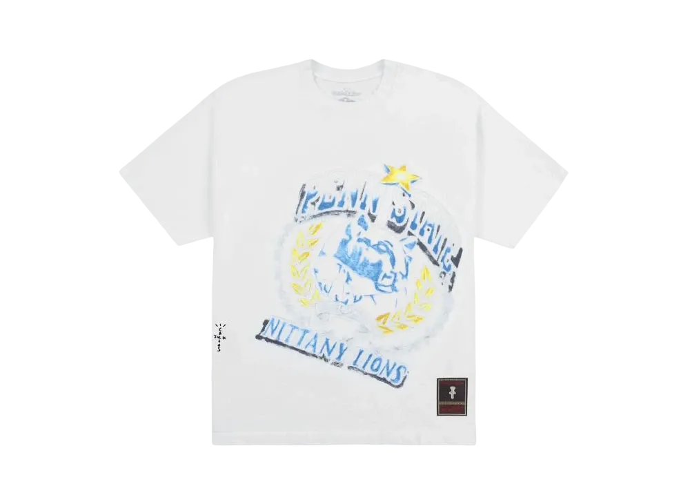 Travis Scott x M&N x Penn State University Handdrawn Tee "White"