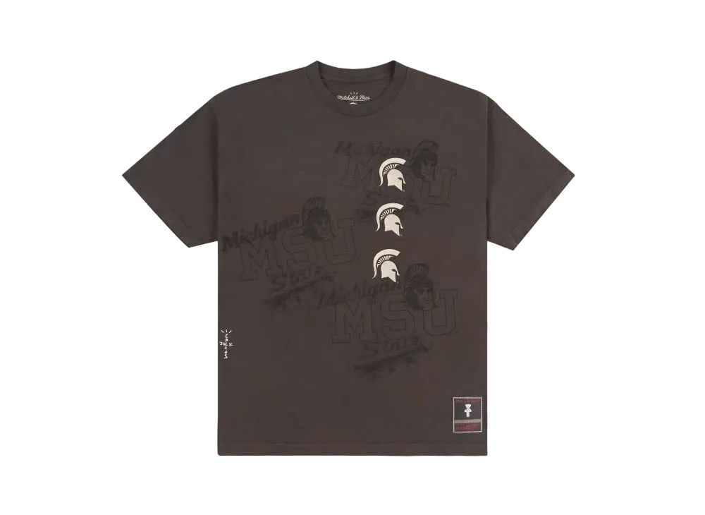 Travis Scott x M&N x Michigan State University Seal Tee "Brown"