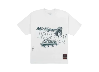 Travis Scott x M&N x Michigan State University Handdrawn Tee "White"