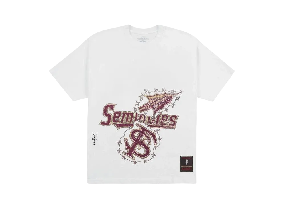 Travis Scott x M&N x Florida State University Handdrawn Tee "White"