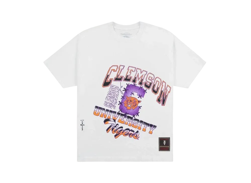Travis Scott x M&N x Clemson University Handdrawn Tee "White"