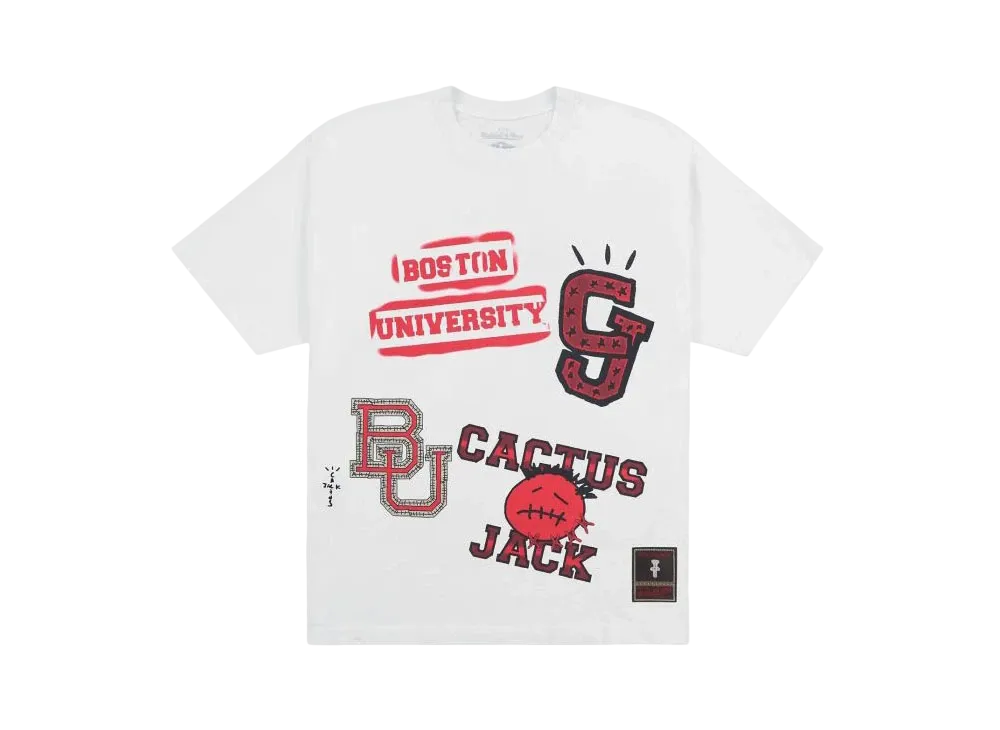 Travis Scott x M&N x Boston University Handdrawn Tee "White"