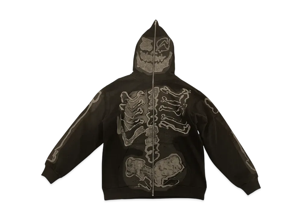 Travis Scott Cactus Jack x Fragment Skeleton Graffiti Full Zip Hoodie Redux "Black"