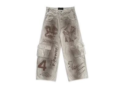 Travis Scott Cactus Jack x Mowalola Logo Trousers "White"
