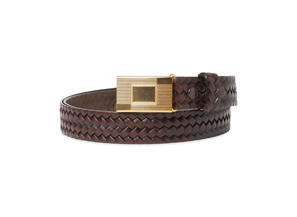 T.T Taiga Takahashi LOT.021 Basketweave Pattern Belt "Mud Dyed Brown"