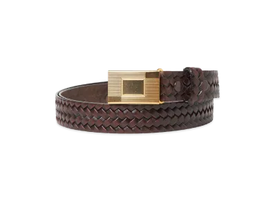 T.T Taiga Takahashi LOT.021 Basketweave Pattern Belt "Mud Dyed Brown"