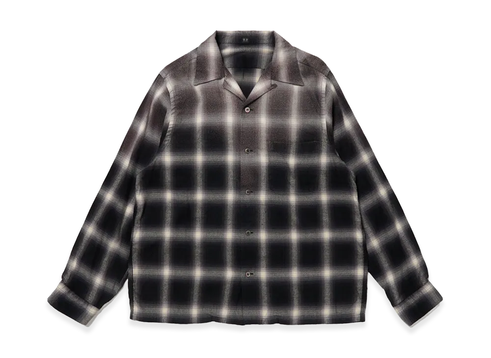 T.T Taiga Takahashi LOT.101 Open Collar Shirt "Bleached Gray Plaid"