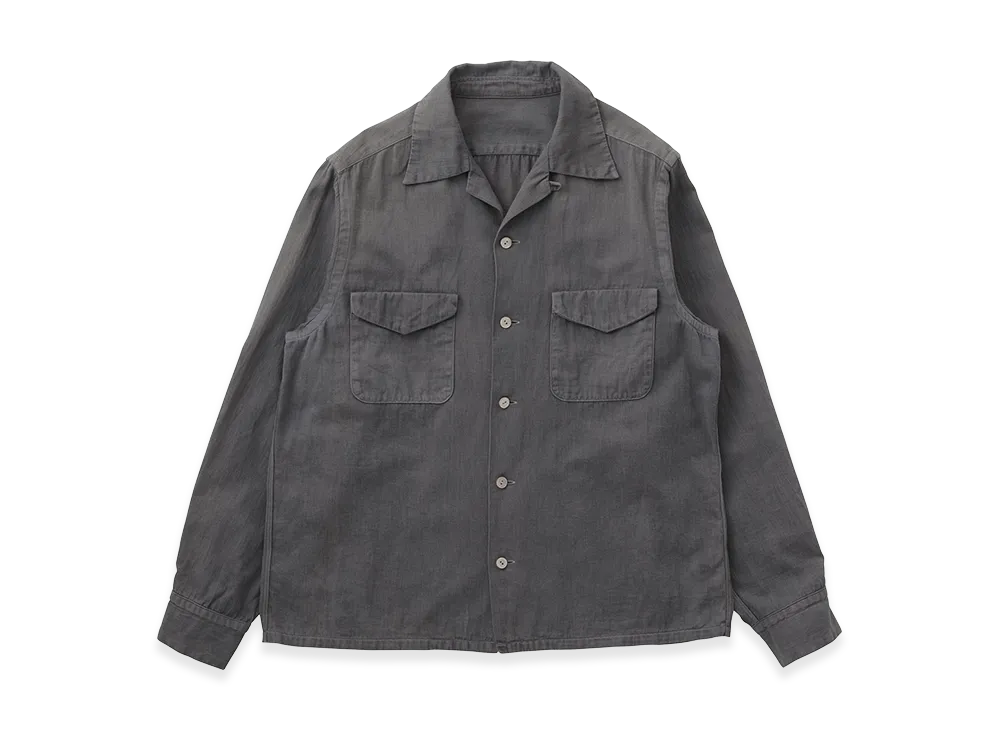 T.T Taiga Takahashi LOT.101 Open Collar Shirt "Natural Dyed Logwood Gray"