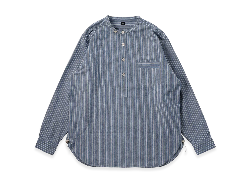T.T Taiga Takahashi LOT.105 Band Collar Shirt P/O "Indigo Stripe"