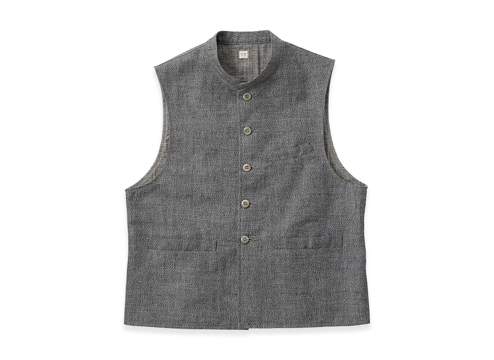 T.T Taiga Takahashi LOT.107 Stand Collar Vest "Melange Gray"