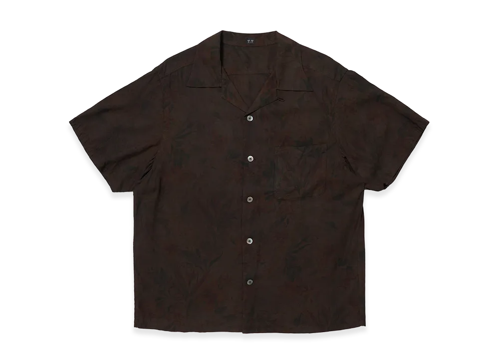 T.T Taiga Takahashi LOT.113 Open Collar Shirt "Mud Dyed Brown"