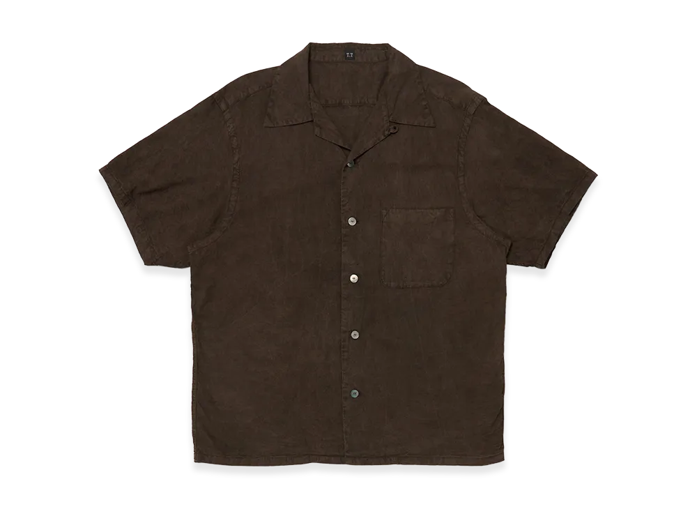 T.T Taiga Takahashi LOT.113 Open Collar Shirt "Mud Dyed Brown"