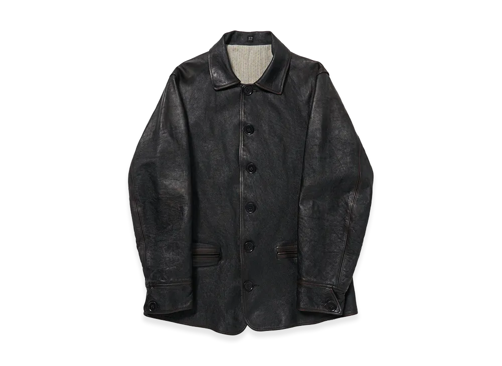 T.T Taiga Takahashi LOT.801 Automobile Leather Coat "Damaged Black"