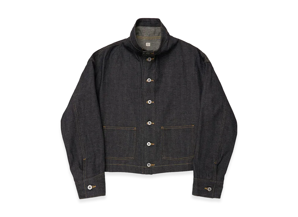 T.T Taiga Takahashi Women's Funnel Neck Denim Coverall Jacket "Raw Indigo"
