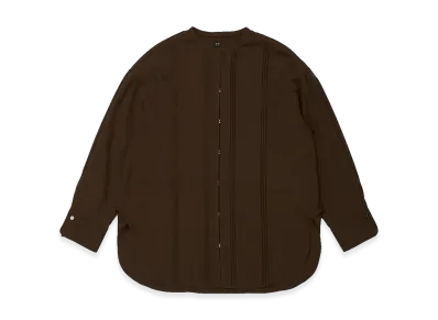 T.T Taiga Takahashi Women's Pin Tuck Stand Collar Blouse "Brown"