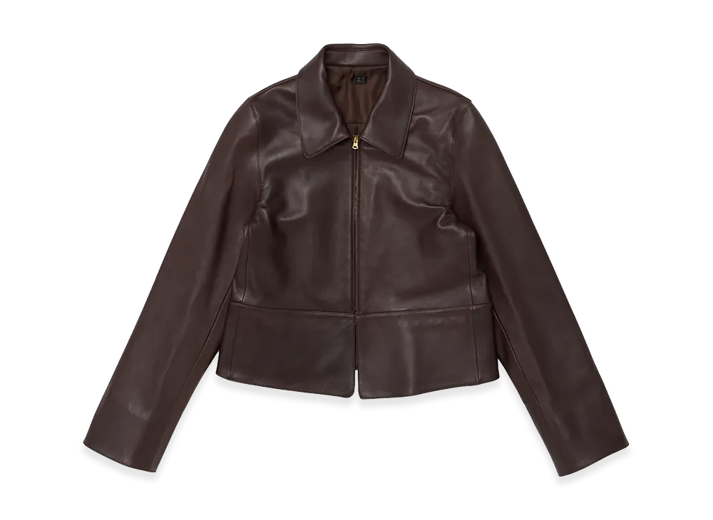 T.T Taiga Takahashi Women's Zip Up Leather Jacket "Burgundy"