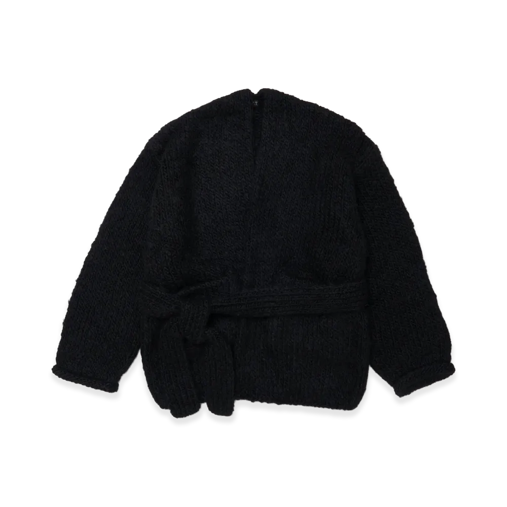 T.T Taiga Takahashi Women's Super Baby Alpaca Hand Knitted Belted Cardigan "Black"