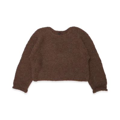 T.T Taiga Takahashi Women's Super Baby Alpaca Hand Knitted Crew Neck P/O "Melange Brown"