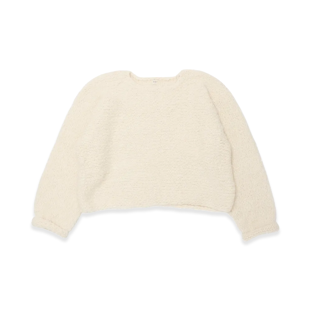 T.T Taiga Takahashi Women's Super Baby Alpaca Hand Knitted Crew Neck P/O "Raw White"