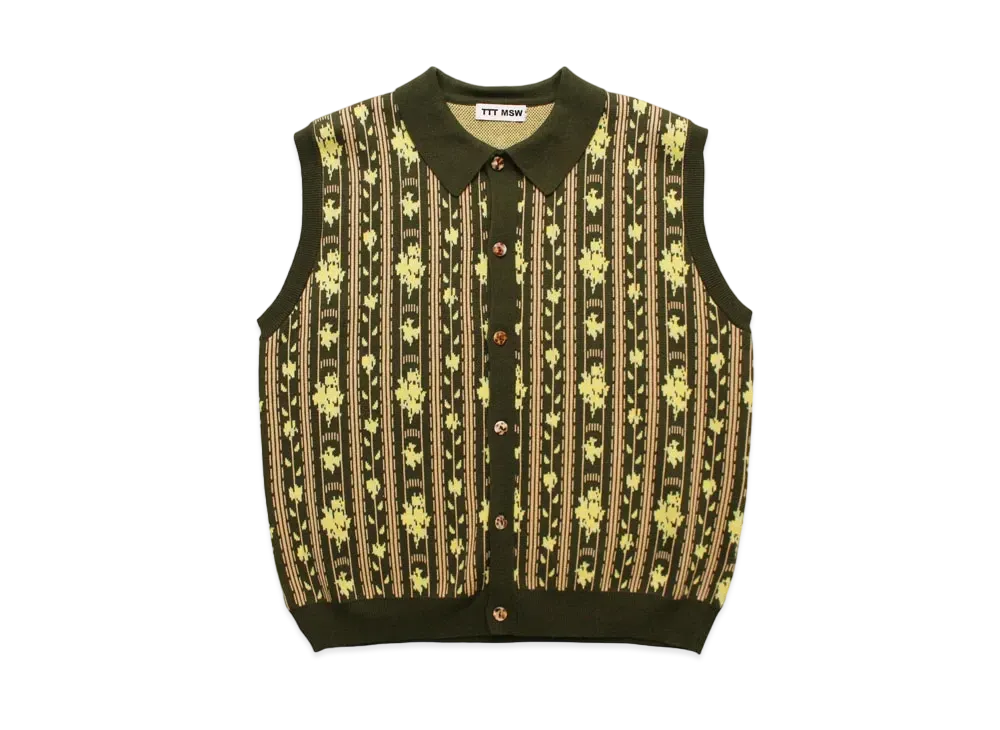 TTT MSW Flower Jacquard Knit Vest "Green"
