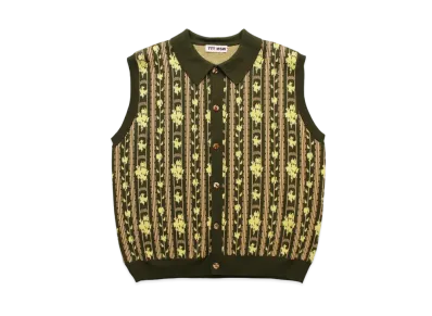 TTT MSW Flower Jacquard Knit Vest "Green"